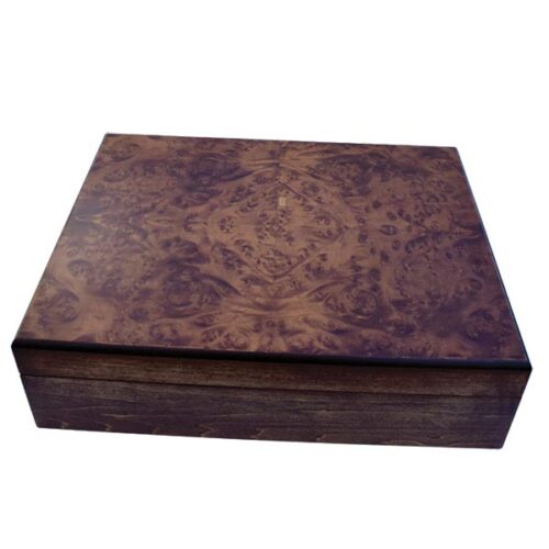 Wooden radica box with 200 chips 11,5 + 2 playing cards Modiano